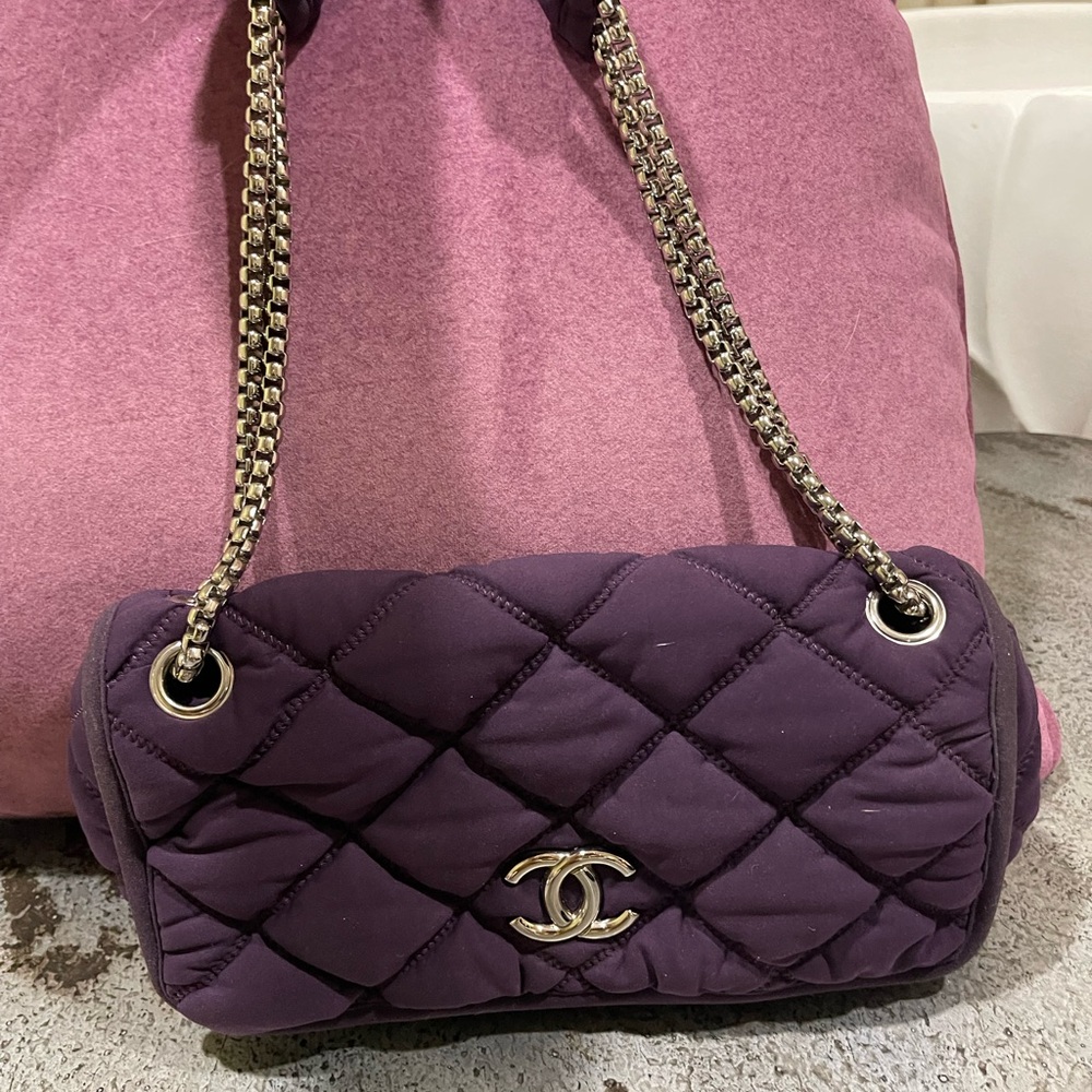 Chanel Purple Quilted Shoulder Bag with Chain Strap
